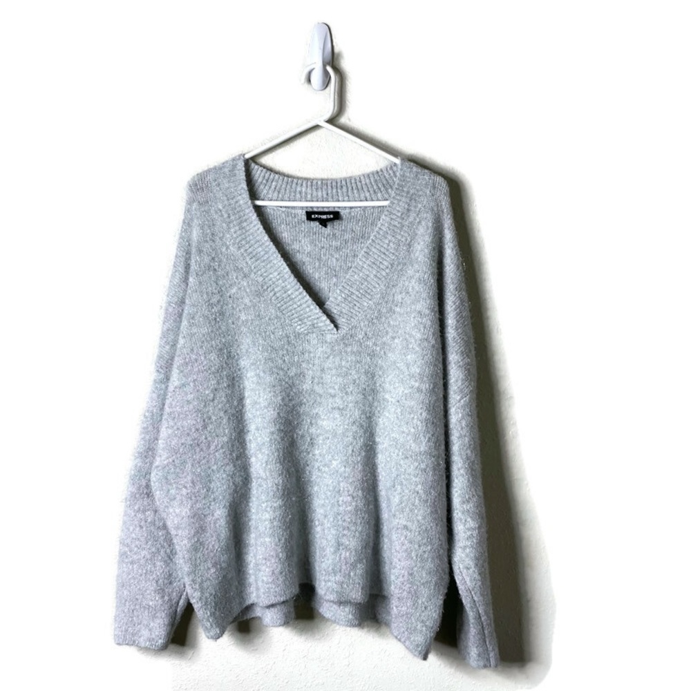 EXPRESS Large Grey Silver Sparkly Sweater